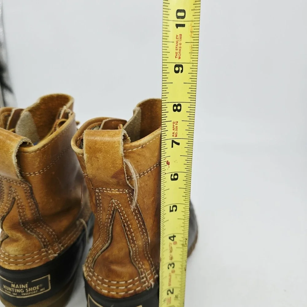 VTG LL Bean Boots Womens 7 Maine Hunting Shoe Unlined‎ Made In USA Leather Brown